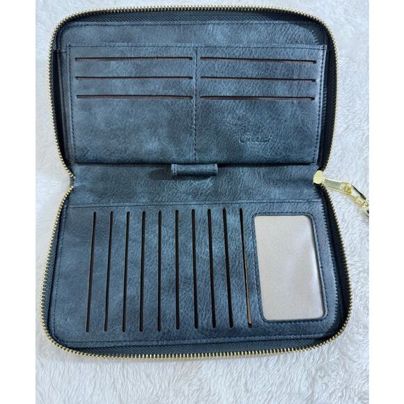 Cluci RFID Blocking Zip Around Wristlet Wallet  24 card slots,ID window - Picture 4 of 6